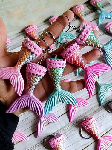Llaveros Cola De Sirena Con Nombre Porcelana Fria 10 Uni