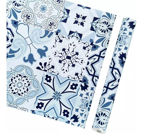 Imagen 1 de 8 de Papel Tapiz Tipo Talavera Artesanal Con Adhesivo 10 M