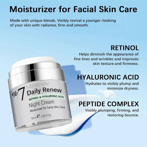 Creme Noturno Com Retinol E Ácido Hialurônico, Creme Facial