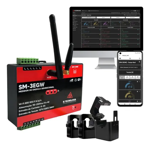 Analisador Energia Trifásico 380v Wifi/gsm/ethernet +tc 100a