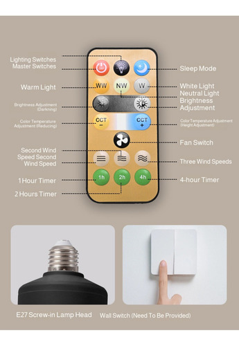A Ventilador Abanico Techo Lámpara Control Remoto