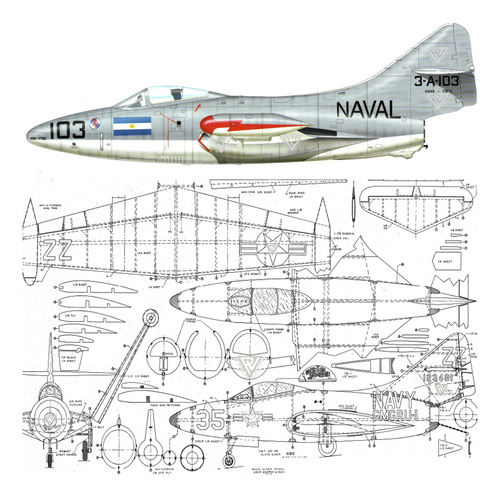 Plano Rc Grumman F9f-5 Panther (retirar X Domicilio)