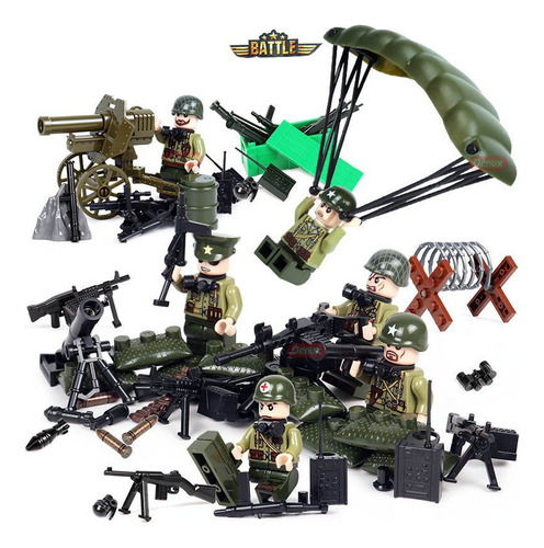 Arma De Juguete Con Bloques Y Figuras De 6 Soldados De La Ba