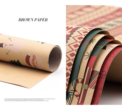 Decoración Navideña, Nuevo Envoltorio De Papel Kraft, Papel
