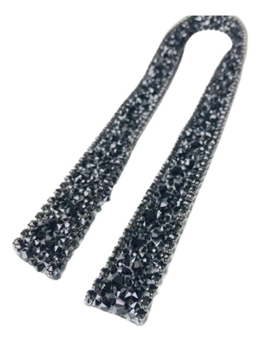 Tiras Termo Adhesivas De Strass Negro 1,5cm Ancho X Metro  