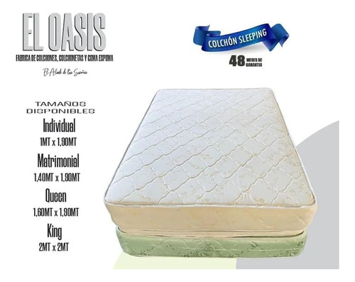 Colchon Matrimonial Resorte  El Oasis 140x2