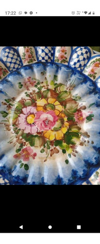 Plato Cerámica Línea Imitacion Talaverana Azul Talaverano
