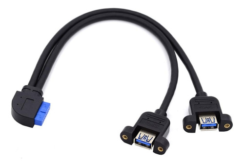 Cable Usb 3.0 Hembra X2 A 20 Pin 90º Angulo Derecho Mother