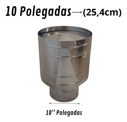 Chapéu Canhão De Inox 304 Escovado Sputnik Duto 10 Polegad