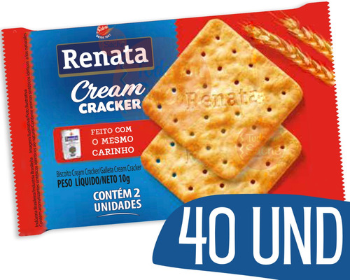 Bolacha Biscoito Cream Cracker Em Sache Renata - 40 Und