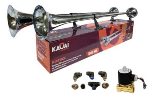 Kit Par Buzina Maritima Caminhão Trem 12v 24v 100cm Completa