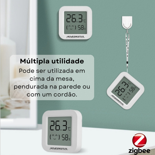 Sensor Temperatura E Umidade Com Display Novadigital Zigbee