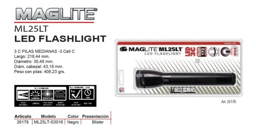 Imagen 3 de 8 de Linterna Led Profesional Maglite Ml25lt 3c 177 Lumens 309mts