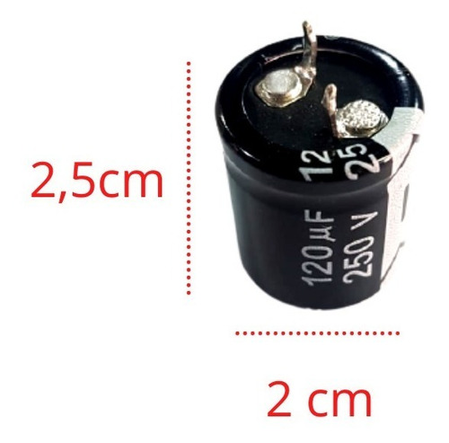 Imagem 3 de 5 de Capacitor Eletrolitico 120uf/250v 105ºc