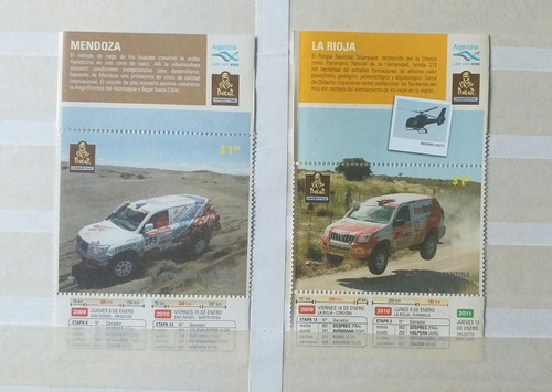 Dakar 2011- Autos. Estampillas Correo Argentino 2010. Mint