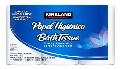 Papel Higiénico Kirkland 30 Rollos De 425 Hojas Dobles