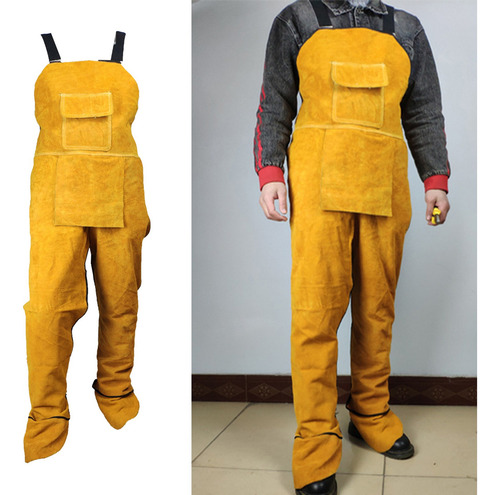 Delantal De Cuero Para Soldar Con Babero, Resistente A La Ro