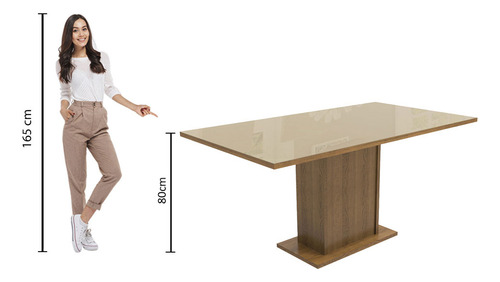 Mesa De Comedor Madesa Con Encimera De Vidrio 6 Puesto Peluches Rustic