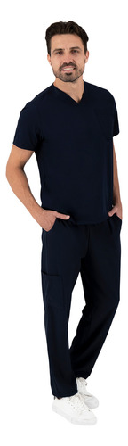 Pijama Quirúrgica Hombre Pantalón Recto Antifluido Royalblue Azul Marino G