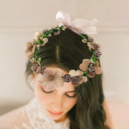 Corona De Flores Diadema Corona Floral Tocado De Novia Para