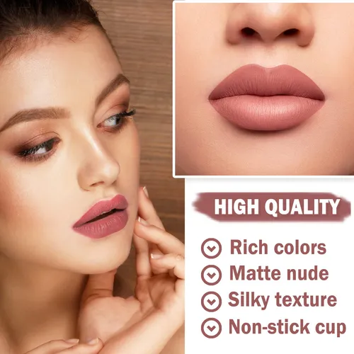 Juego De 3 Pintalabios Color Nude, Lpiz Labial Mate, Imperme
