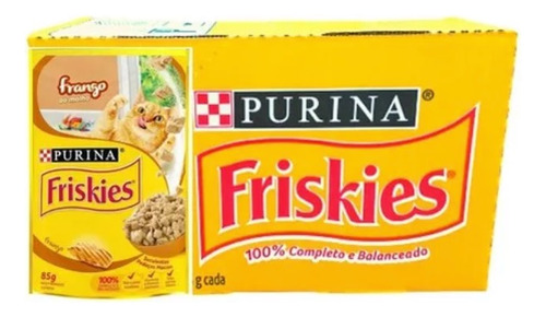 Kit 15 Sachê Friskies Gatos Adultos Frango 85g Caixa Fechada