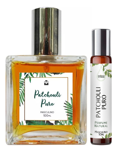 Kit Perfume Patchouli Puro 100ml Masc. + Spray Portátil 10ml