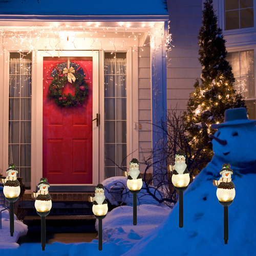 Juego Mixto De Luces Solares Navideñas Con Muñeco De Nieve D
