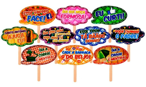 Imagem 1 de 7 de Placas Divertidas Juninas - Kit 10 Unidades
