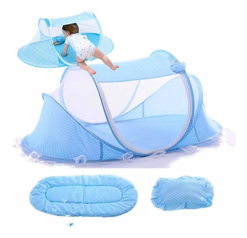 Cuna Mosquitero Toldillo Portatil Para Bebe Azul