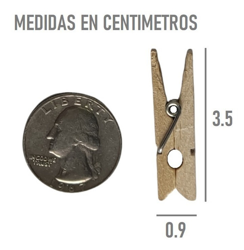 Imagen 3 de 5 de Mini Gancho Madera 35mm Pinza Manualidades Scrapbook Recuerd