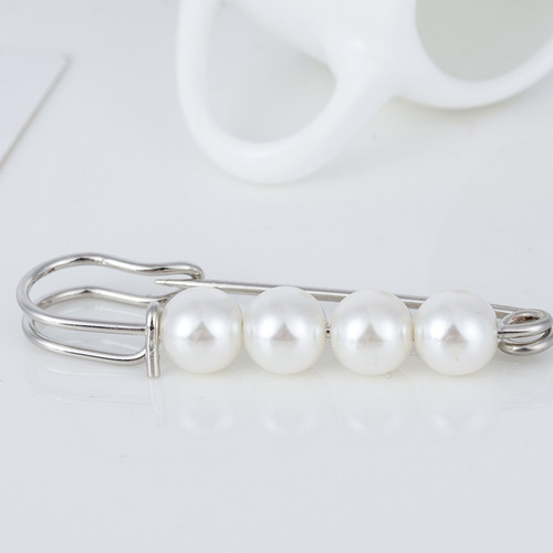 Broche De Plata Con Perlas De Imitación Para Mujer Y Hombre