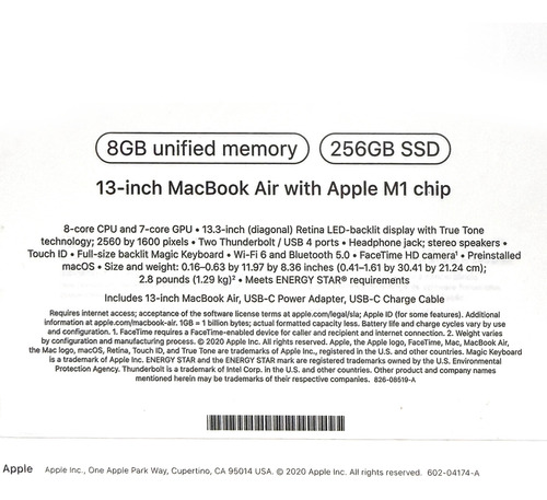 Macbook Air, 13 Pulgadas, 8gb, 256gb Gris (Usado)