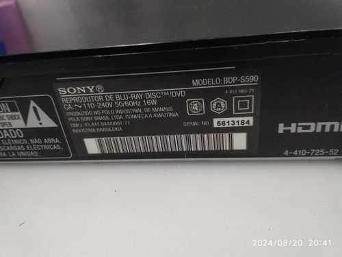 Bluray Sony Bdp S590 Com Controle (Usado)