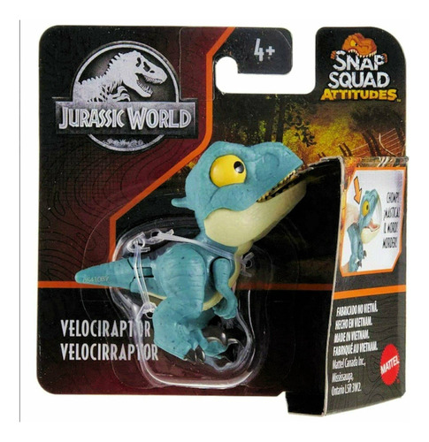 Figurine Jurassicworld Velociraptor (azul), Snap Squad Attit