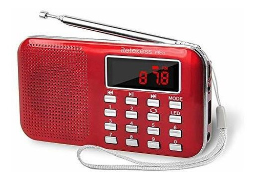 Rádio FM portátil recarregável Retekess Pr11 Am