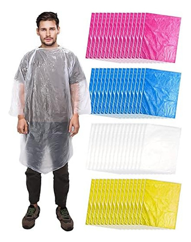 Paquete De 60 Ponchos De Lluvia Desechables Adultos, Im...