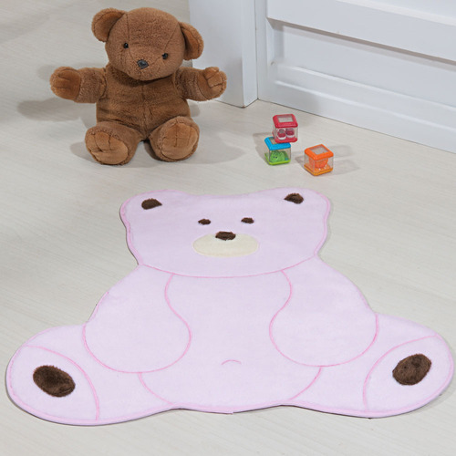 Tapete Infantil Para Quarto Formato Ursinho Carinhoso Rosa