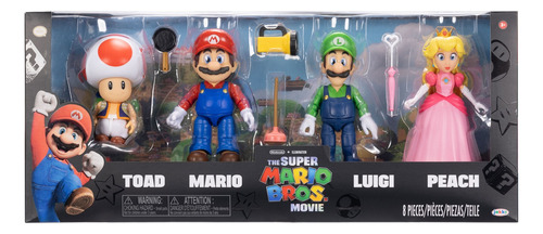 Set 4 Figuras Super Mario Bros The Movie Peach Luigi Toad 5¨