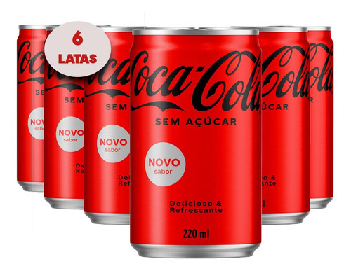 Refrigerante Coca Cola Sem Açucar Lata 220ml ( 6 Latas )