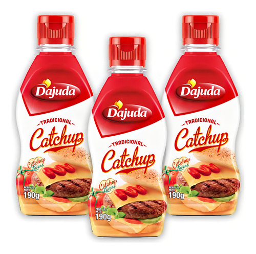3un Ketchup Tomate Para Lanches Dajuda 190g Pequeno