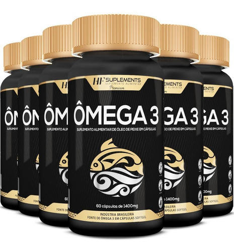 6x Omega 3 Oleo De Peixe Premium 60caps 1400mg Hf Suplements