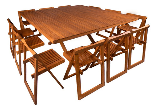 Comedor Para Jardin Plegable De Madera 12 Pers