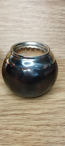 Mate De Calabaza Con Virola Labrada De Alpaca Negro