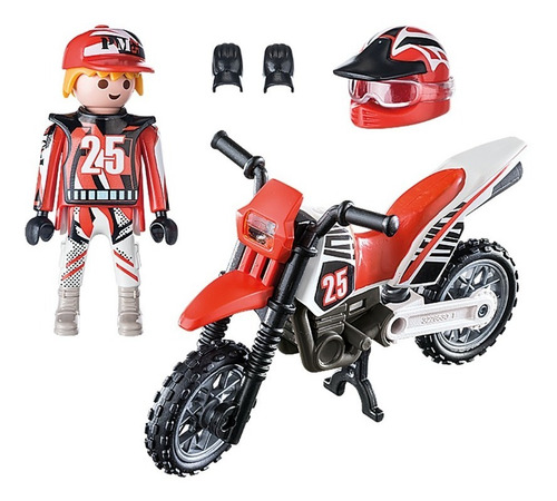 Imagen 2 de 6 de Playmobil 9357 Motocross Moto Original Educando