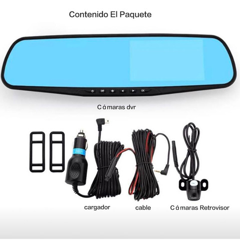 Espejo Retrovisor 2 Cámaras Delantera Y Trasera Con Pantalla