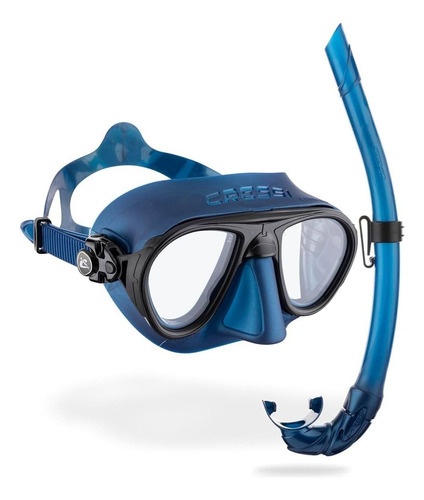 Combo Snorkel Visor Calibro + Snorkel Crosica Cressi Azul