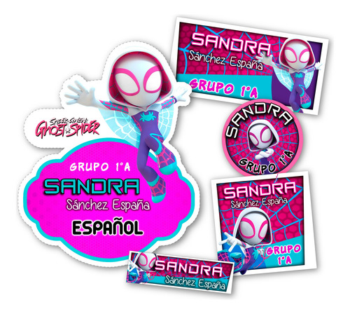 Etiquetas Escolares Ghost Spider Gwen Editables Imprimible