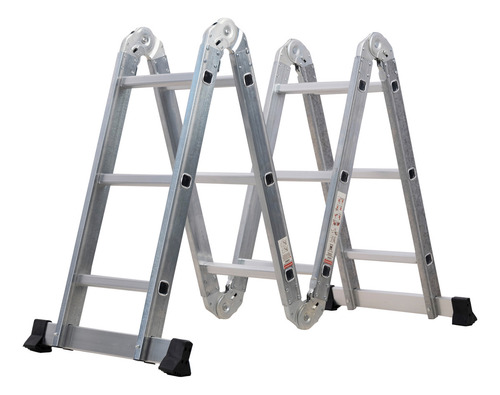 Escalera Multiposiciones 12 Peldaños 3.5m Homex Con Charolas Color Plateado