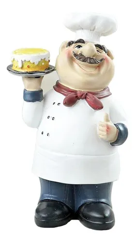 Figura Chef Con Torta De Resina 20cm X 9cm Excelente Calidad